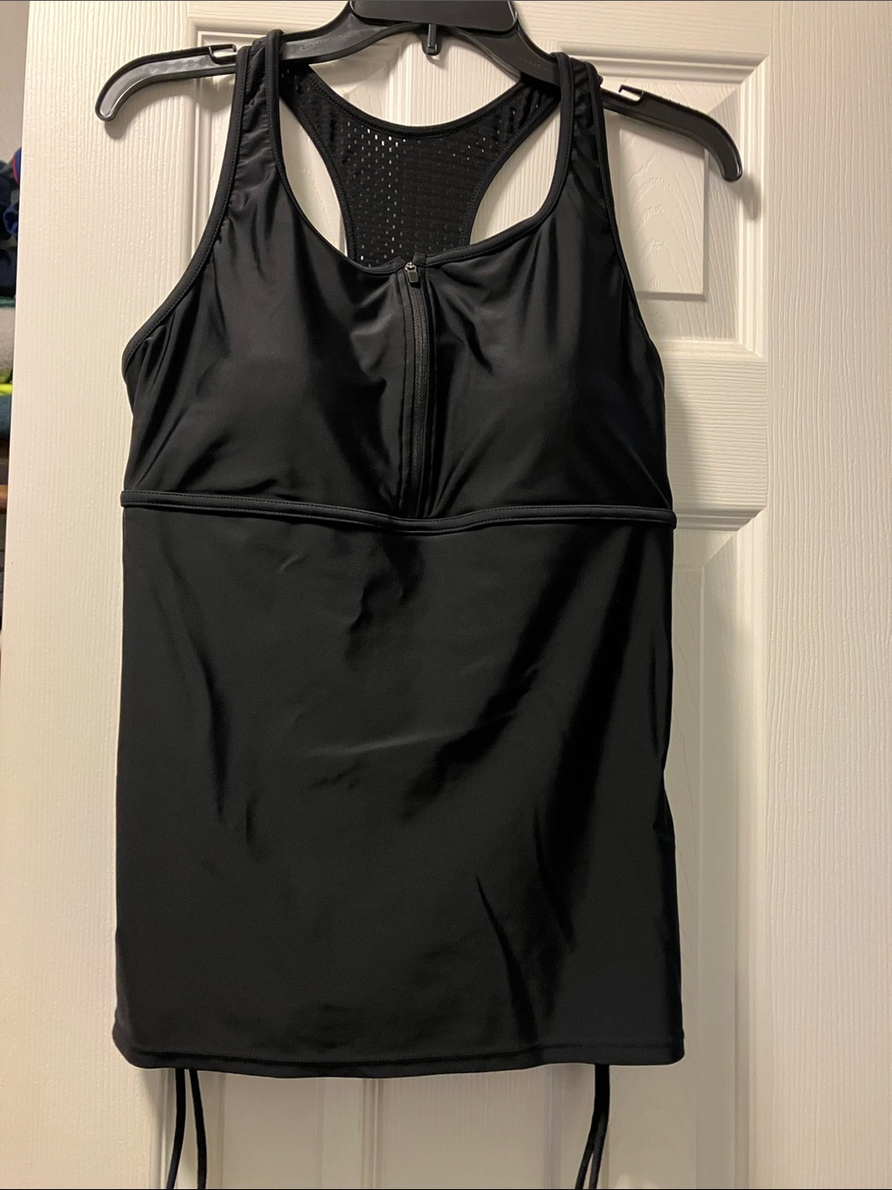 Black Racerback  Swim Tankini with Front Zip Closure